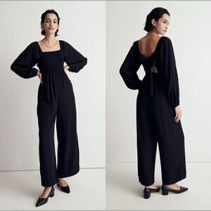 Madewell Lucie Tie-Back Long-Sleeve Jumpsuit in Star Jacquard size large